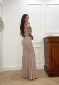 Dress Lungo con spacco per evento rosa gold