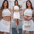 Completo crochet top e gonna vari colori