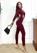 Tuta in lycra bordeaux schiena aperta e catenina