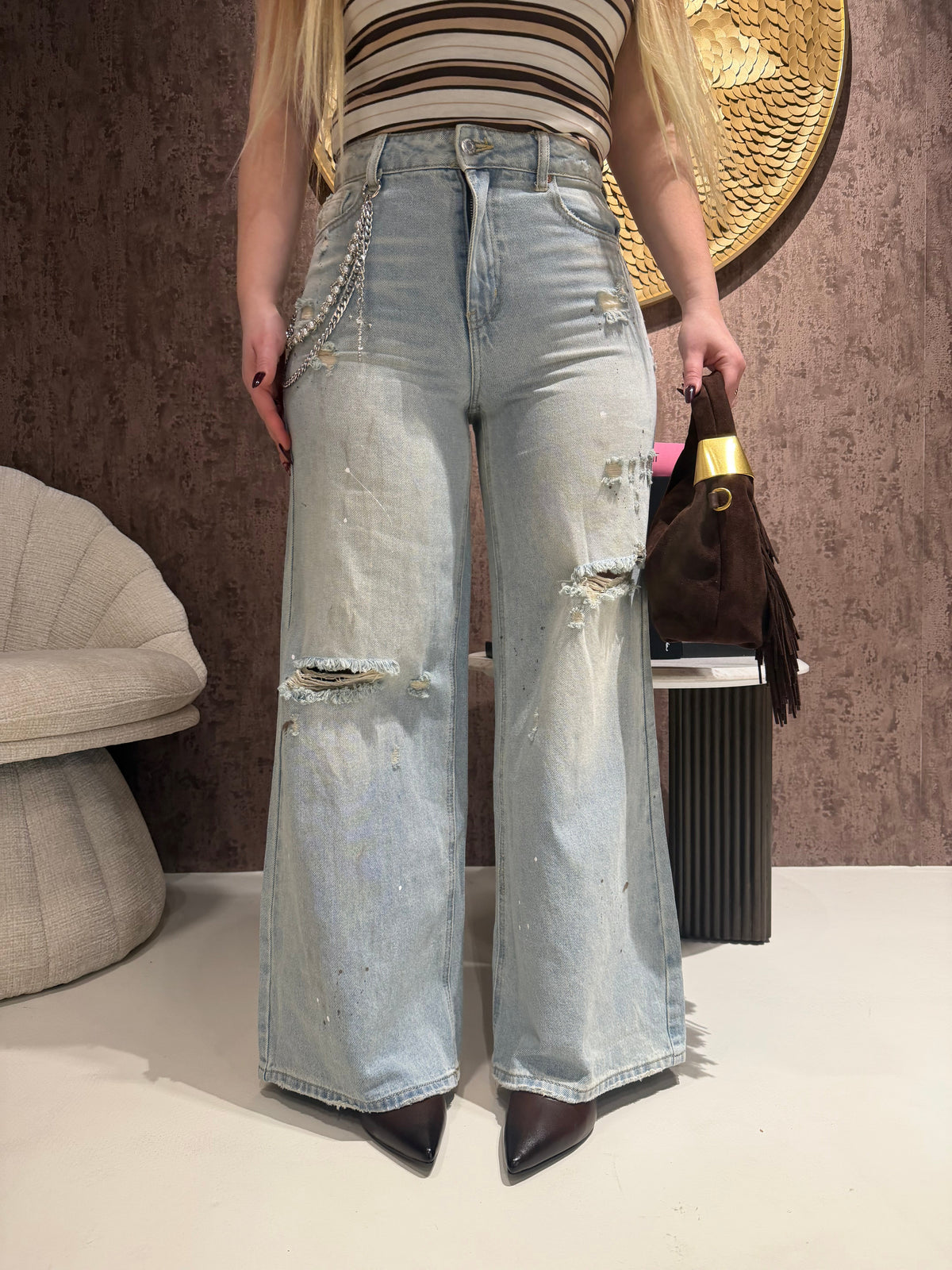 Jeans con catenina micropittura