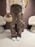 Jeans Wide Leg Marrone High Waist