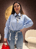 Camicia over con foulard 100% cotone