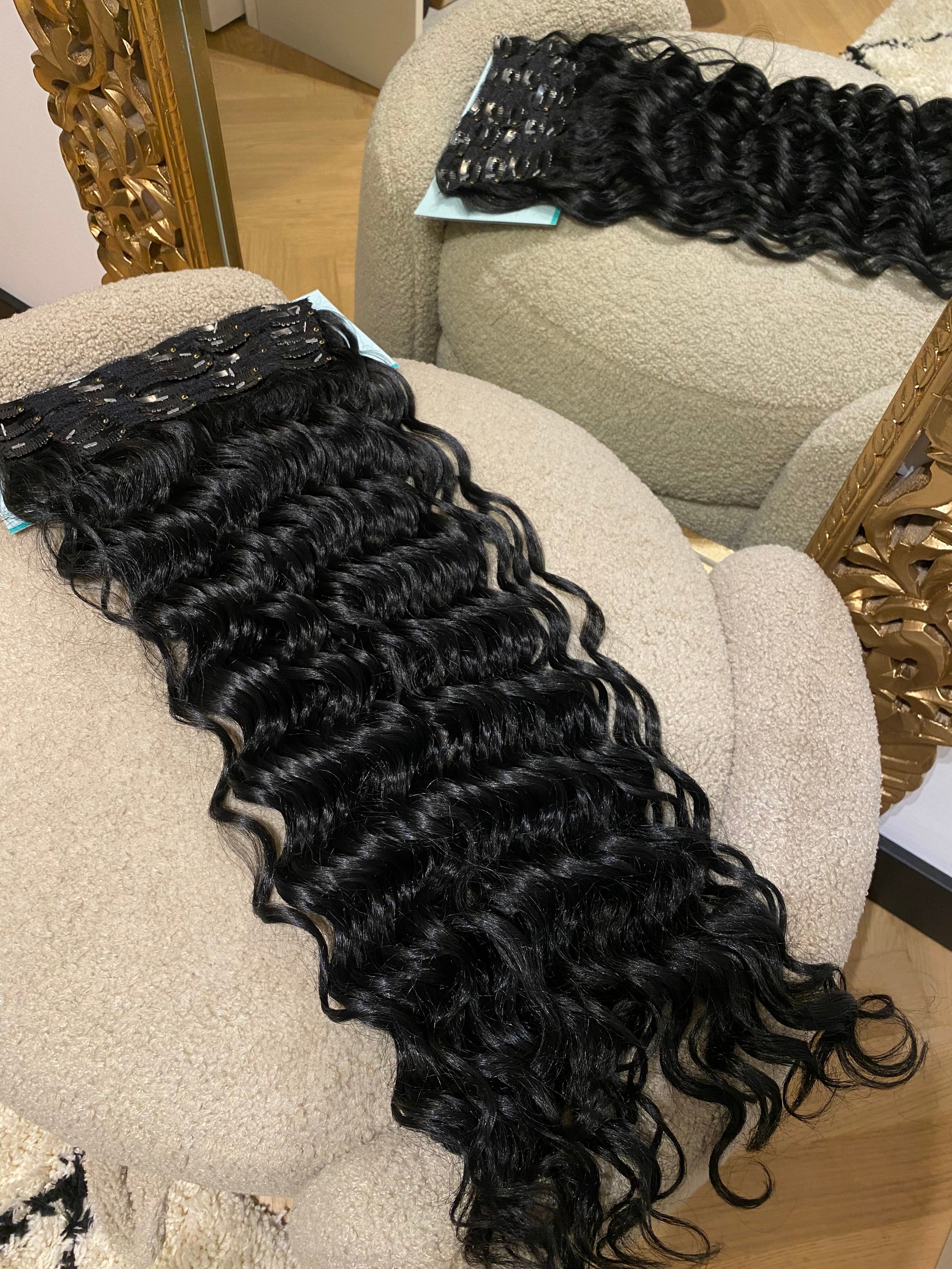 Maxi fascia 7 clip onde morbide con clip nero