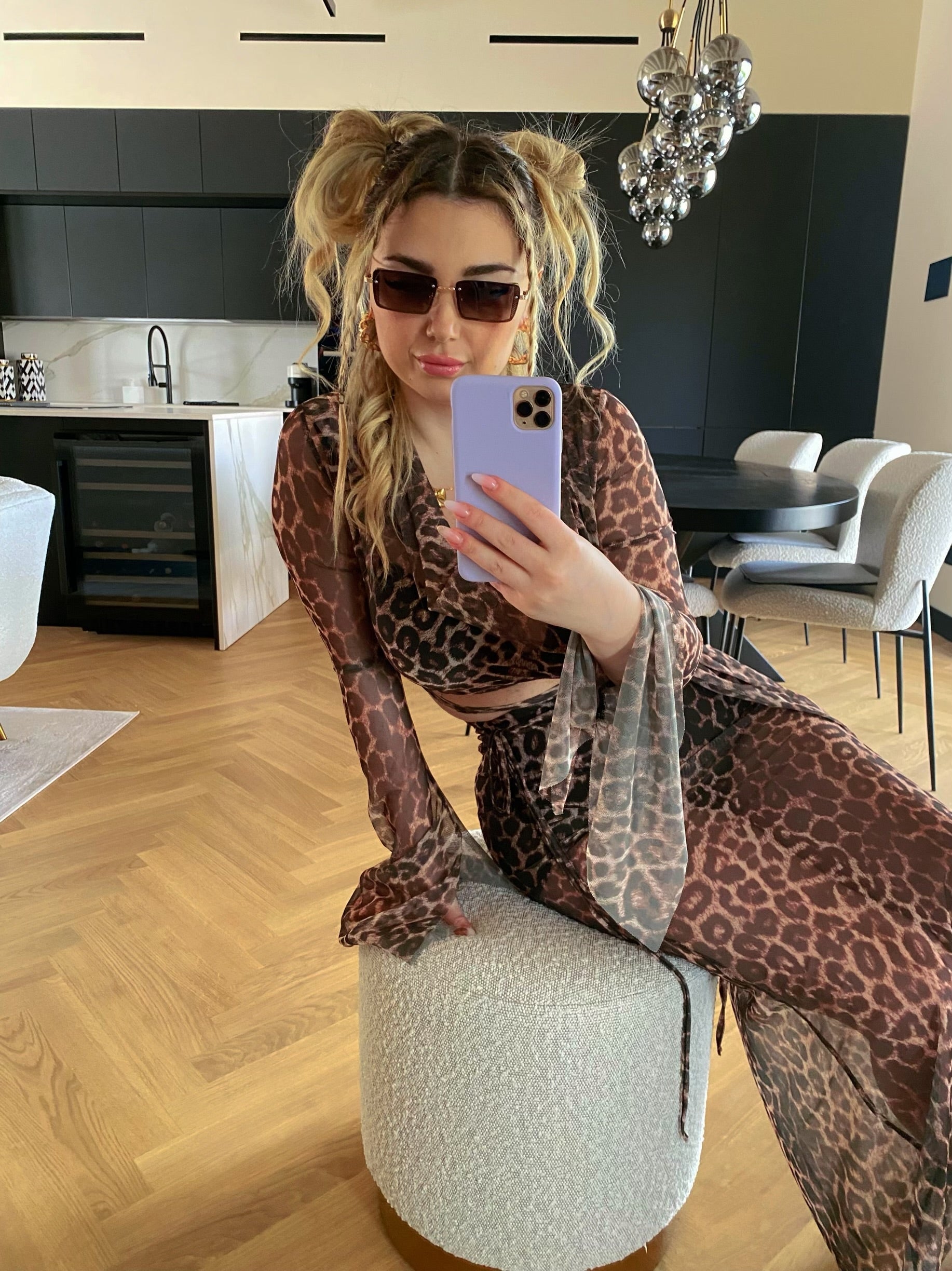 Set top e gonna in velo animalier