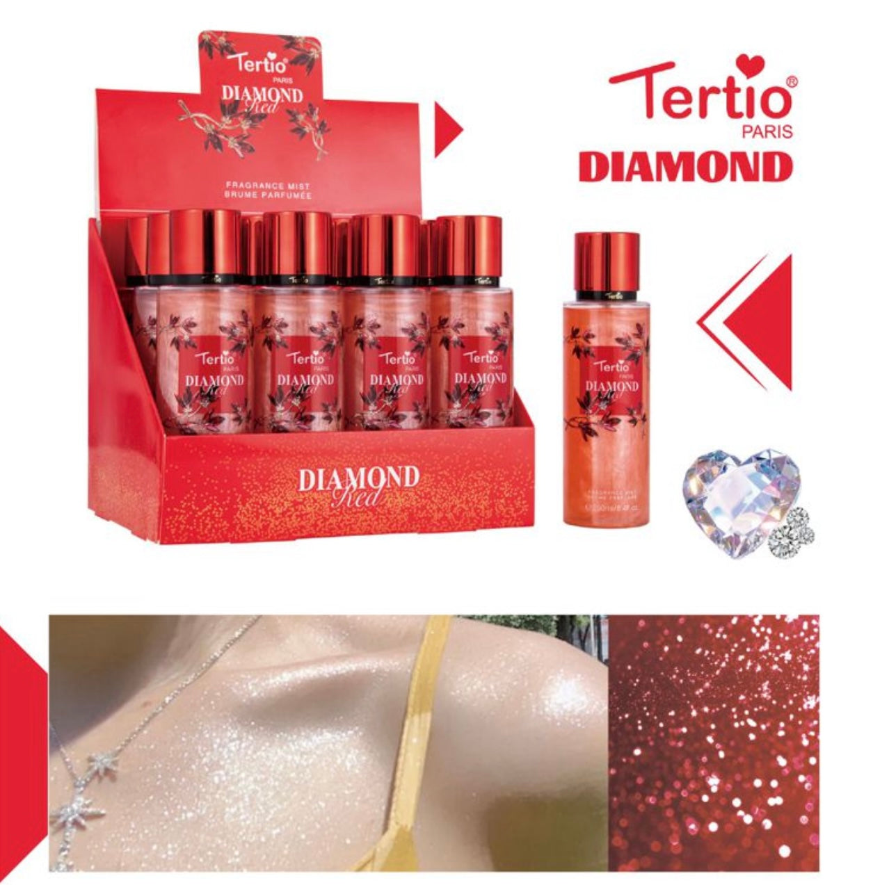 Glitter Body Spray Diamond Red