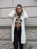 Cardigan bianco a trecce