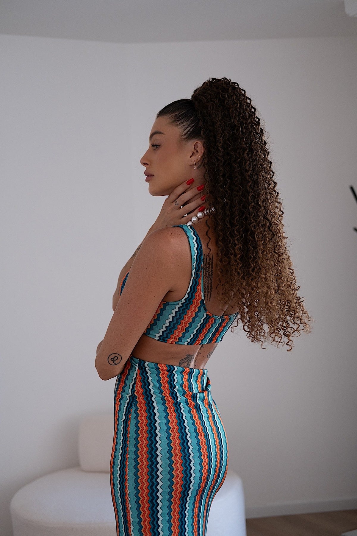 Coda #t2/30 Riccio afro con coulisse castano degradè