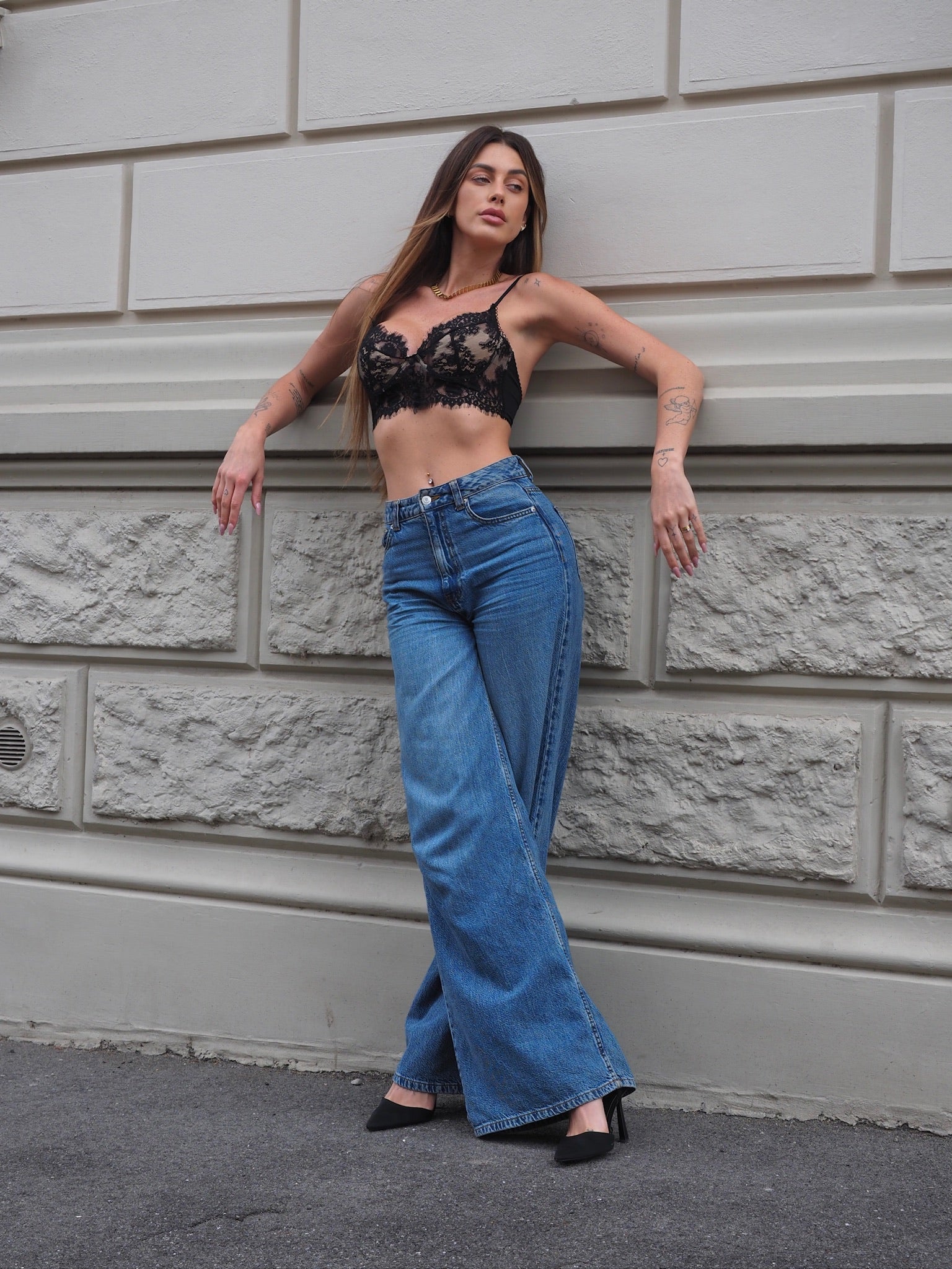 Bralette in pizzo nera