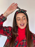 Fascia per capelli scozzese rosso verde