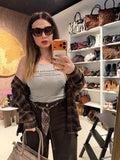 Camicia sfumatura marrone con canotta inclusa