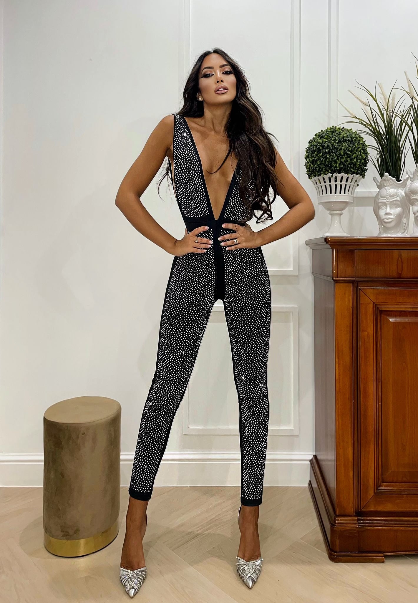 Tuta intera con strass