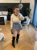 Maglione bianco e nero con strass