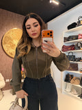 Felpa Cropped con zip e cappuccio