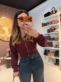 Felpa Cropped con zip e cappuccio