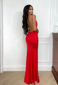 Abito sirena bretellina rosso