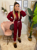 Set tuta sportiva felpa e pantatuta burgundy