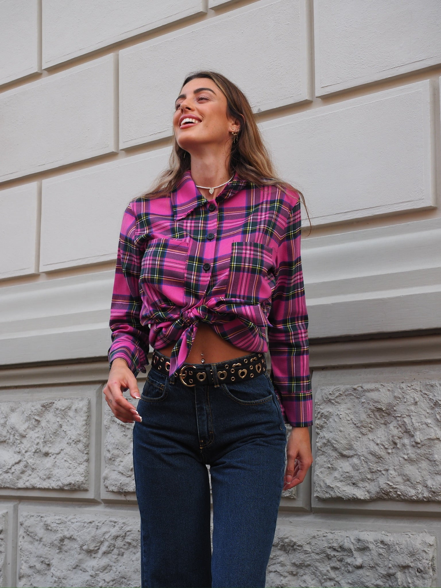 Camicia check Fuxia