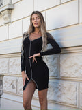 Abito double nero con strass