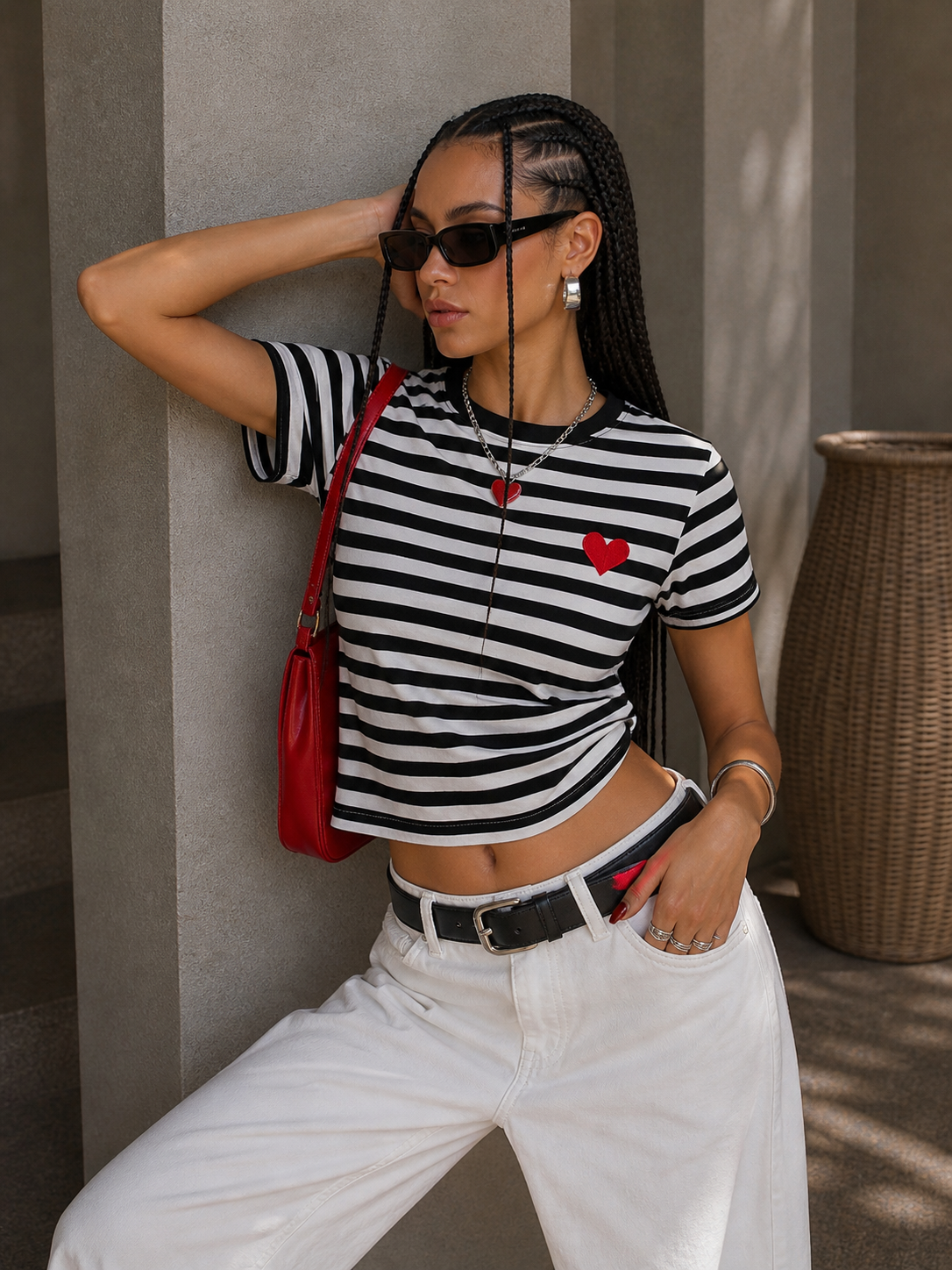 Maglia a righe con cuore