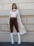 Pantalone choco con cintura oro