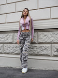 Cargo maxi con tasconi mimetico con rosa