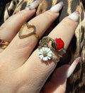 Anello tre cerchi oro e coccinella