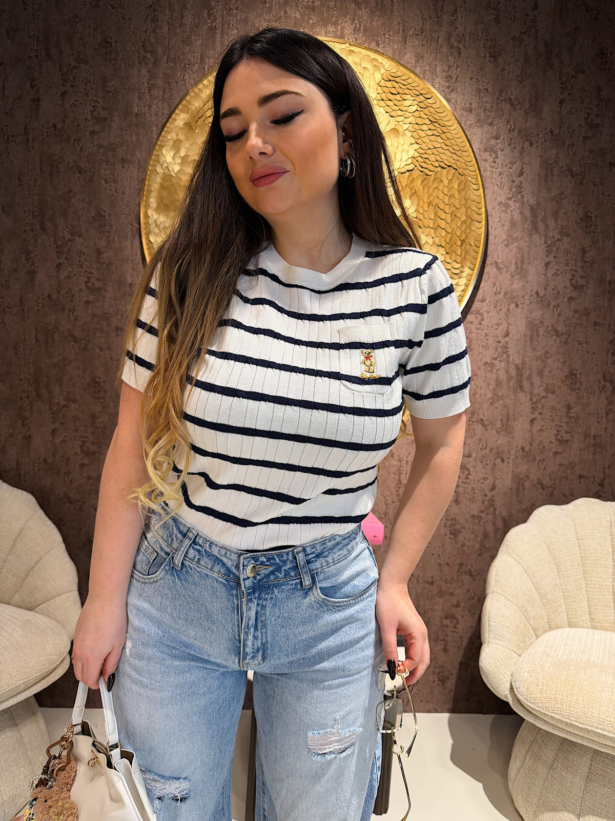 T-Shirt Knit Teddy Stripes