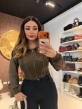 Felpa Cropped con zip e cappuccio