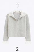 Felpa con pizzo bianco