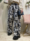 Pantalone in satin bianco nero