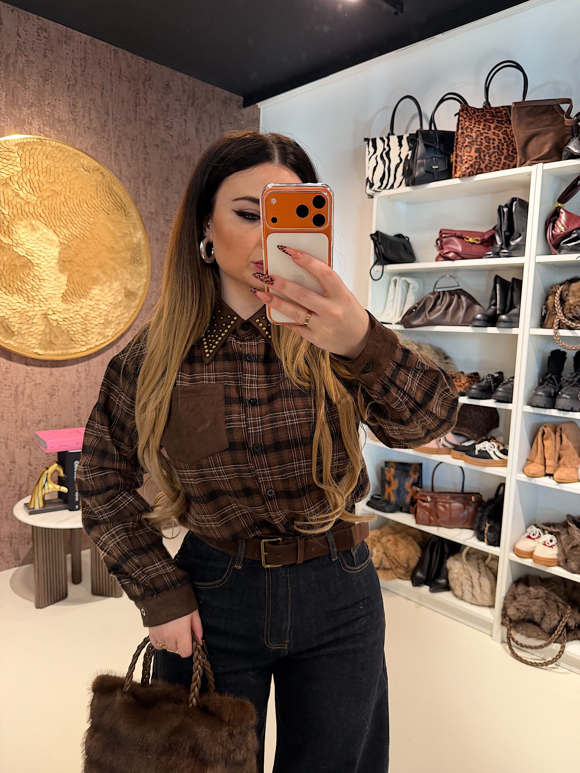 Camicia Rockwood a Quadri con Borchie