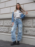 Cargo maxi con tasconi jeans