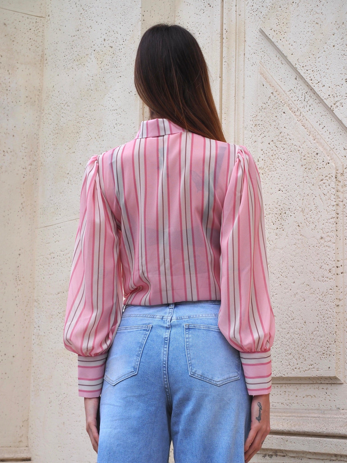 Camicia a righe rosa