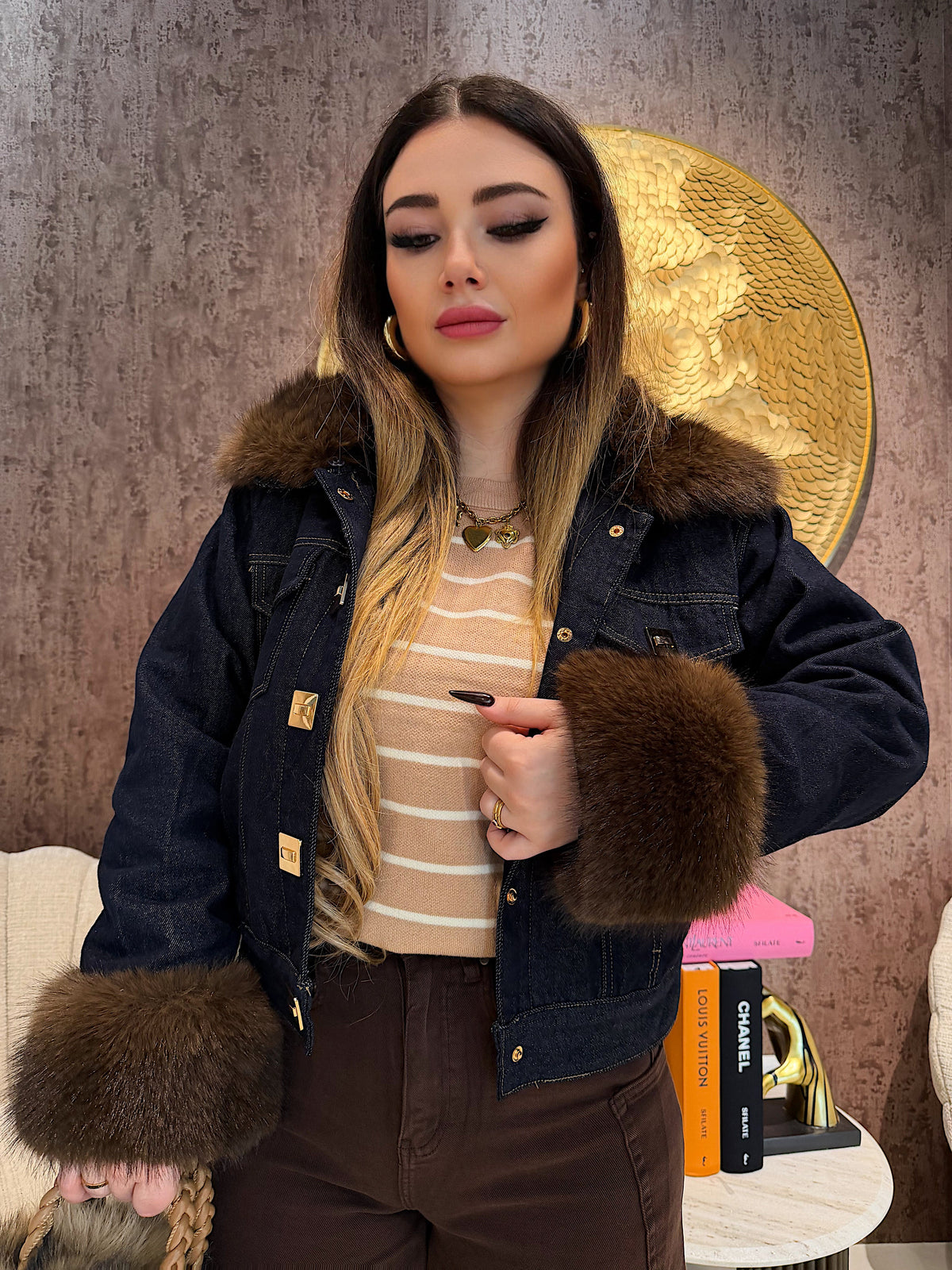 Giacca Denim Luxury Fur