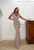 Dress Lungo con spacco per evento rosa gold