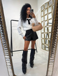 Short ecopelle nero
