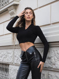 Maglioncino crop nero con zip