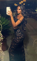 Completo top e gonna in pizzo nero