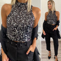 Top con paillettes nero silver