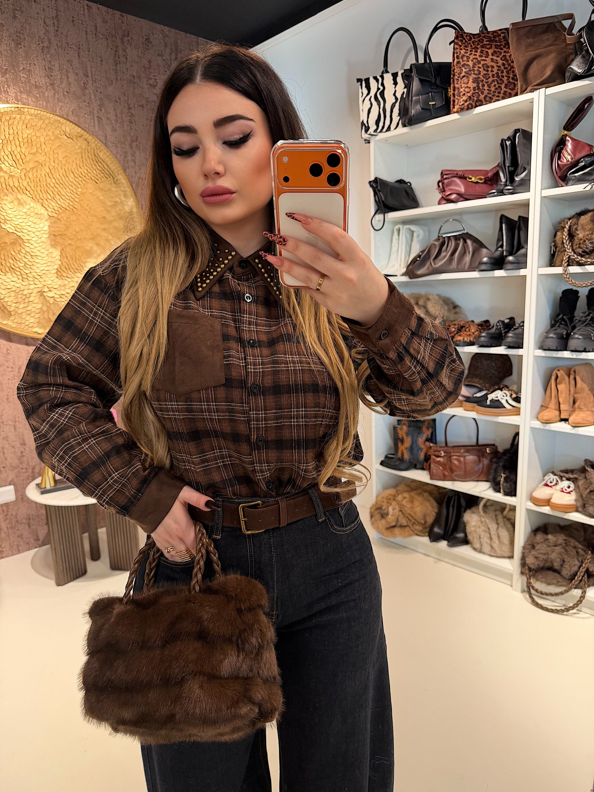 Camicia Rockwood a Quadri con Borchie