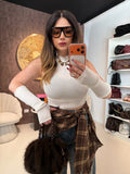 Top a Collo Alto con Manicotti Coordinati