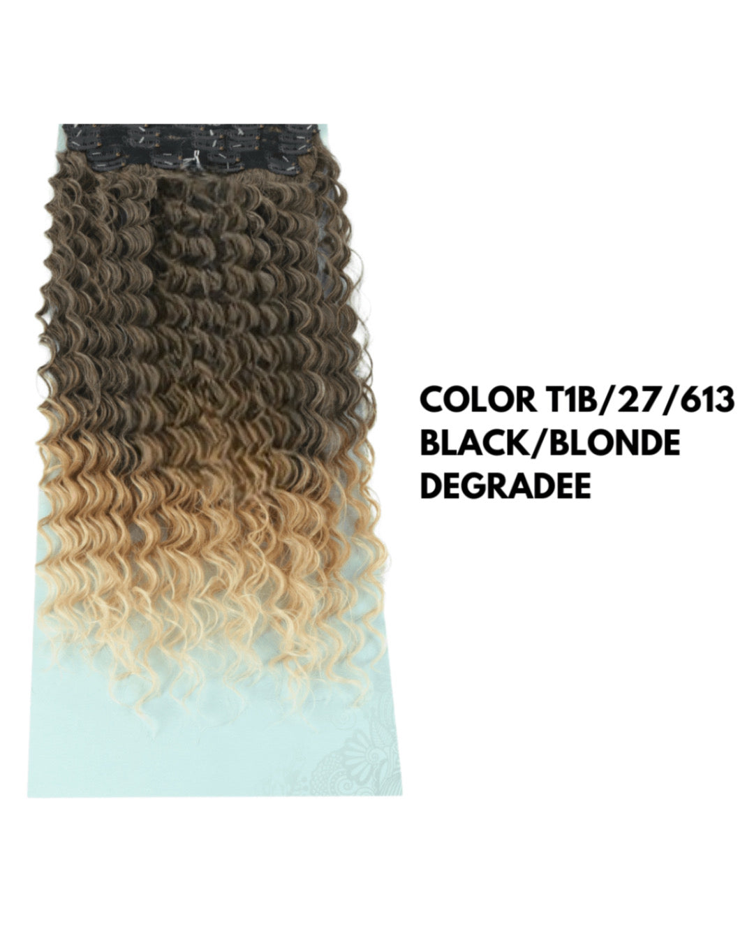7 fasce Ricce con clip Biondo Degradè