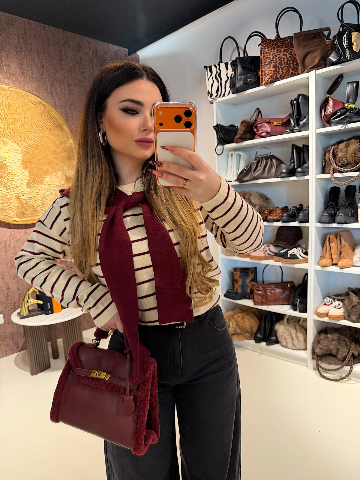 Maglia Parisienne a righe con spalla sciarpa