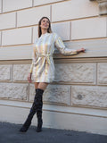 Abito in maglia gold con cintura