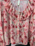 Camicia fiori con bottoni gioiello
