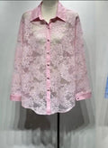 Camicia rosa in pizzo