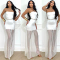 Abito a fascia con gonna in tulle bianco