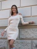 Abito in maglia con strass burro