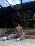 Set due pezzi top e pantalone lilla