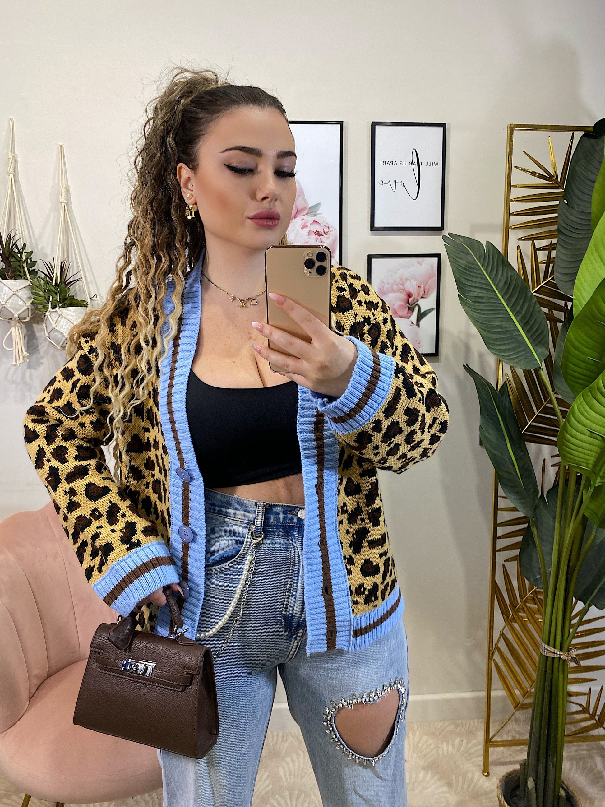 Cardigan animalier celeste